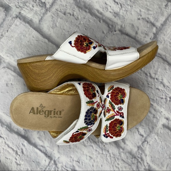 Alegria White Embroidery Sandals - Picture 1 of 7